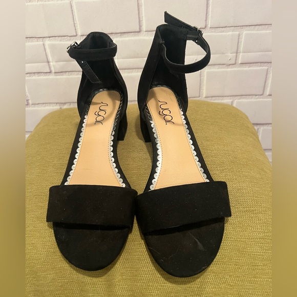 SUGAR women Ankle Strap black suede sandals /size 8.5 - Picture 2 of 6